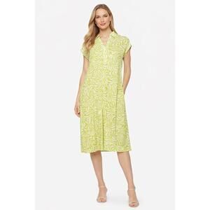 Tahari White Linen Midi Shirt Dress Sz S Lagenlook Coastal Minimalist Beach Boho